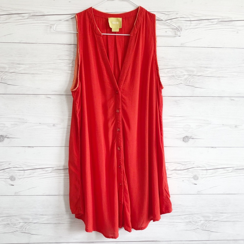 Anthropologie Maeve red button down blouse